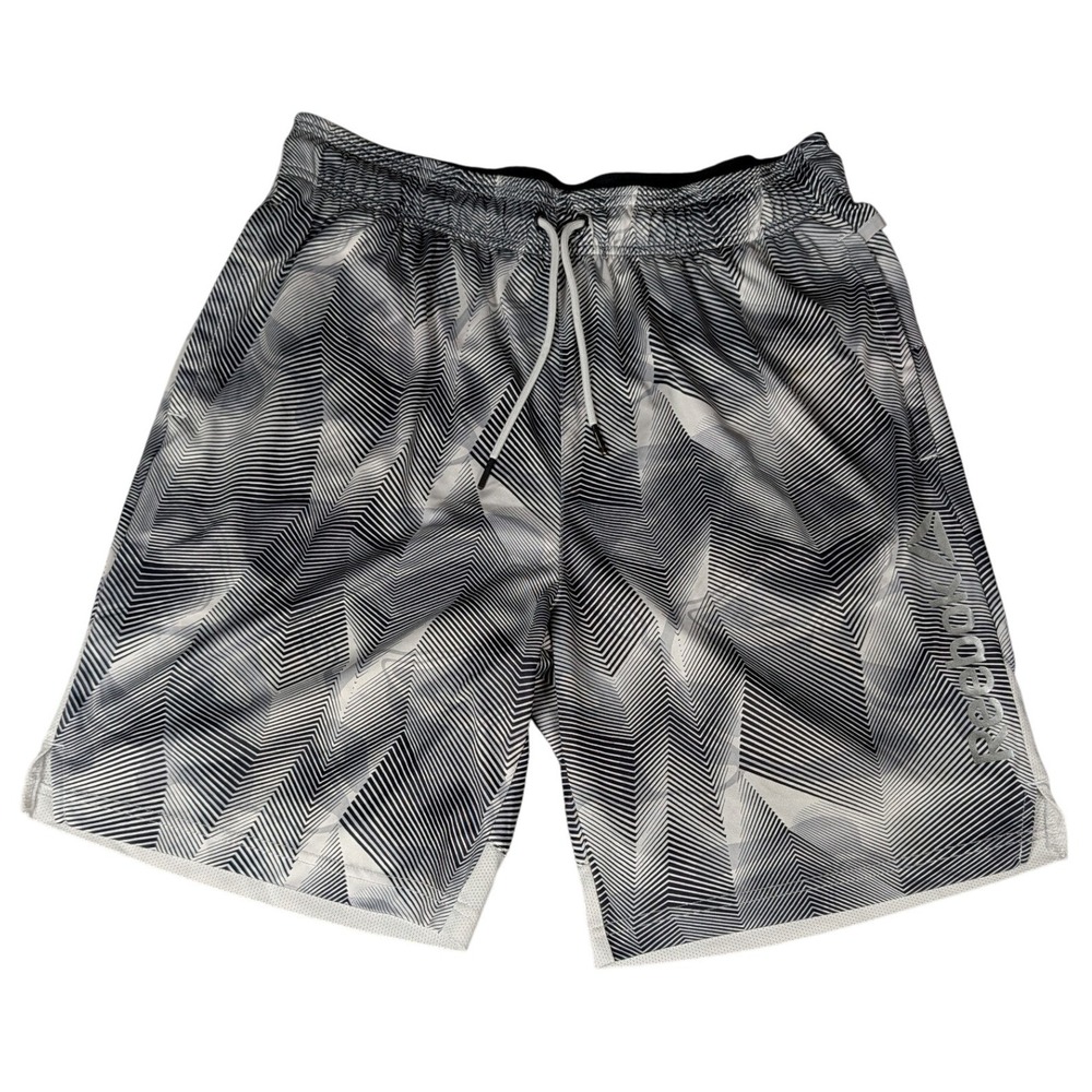 Reebok Mens Geometric Graphic Athletic Shorts Black White REM231SH07 L